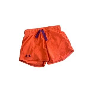 Under Armour Girls Shorts Size YM Youth Heat Gear Orange Purple Running